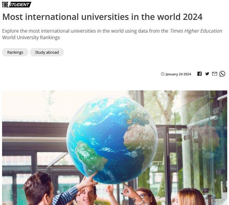 THE2024全球国际化大学排名出炉，港城首次领跑世界第一！